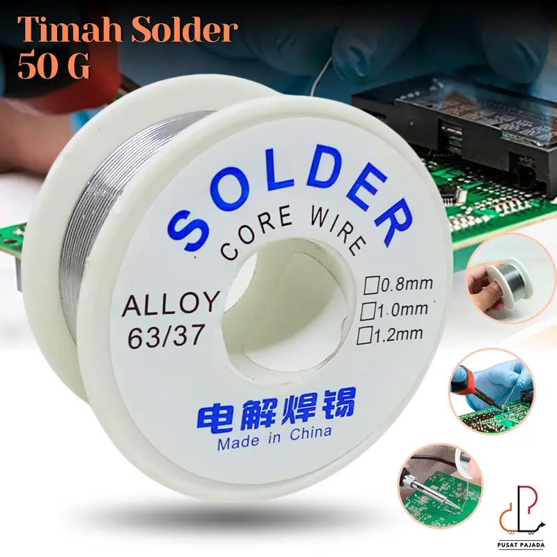 Lead Roll Soldering Timah Kawat Solder Gulung Diameter 0,8mm 50g 63/37 Wire Tinol Tenol Elektronik Uk 0,8 mm 50 Gram Logam 0