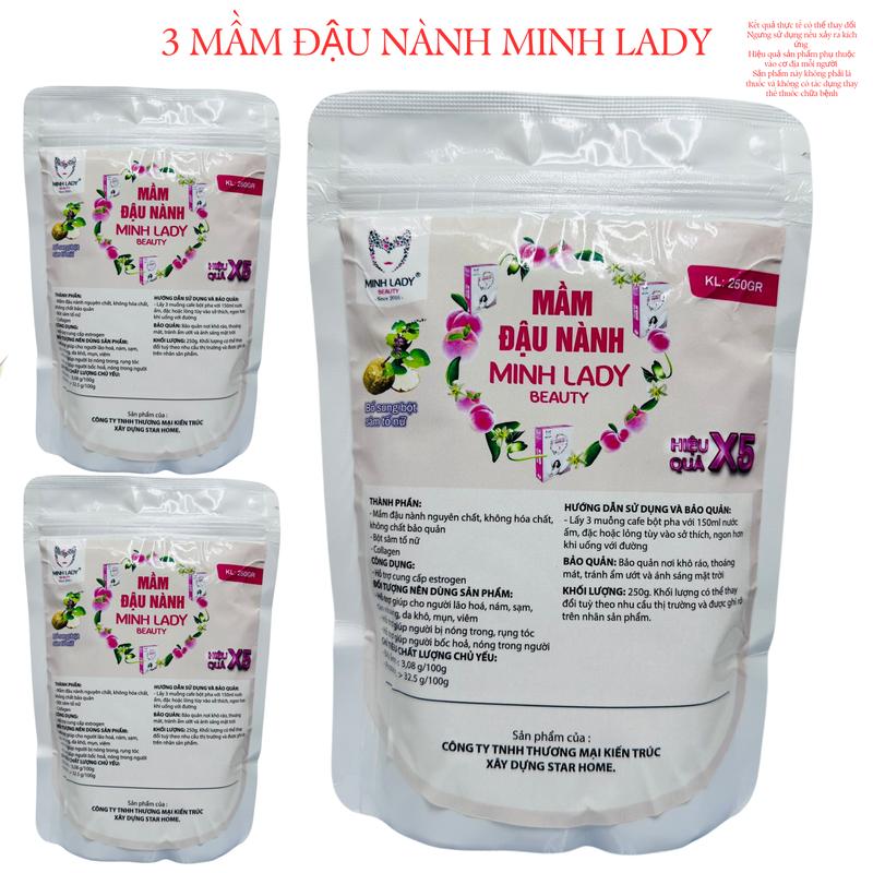 Combo [3 TẶNG 1] hộp Mầm đậu nành Sâm tố nữ Minh Lady 1.000g (1 bịch 250g)