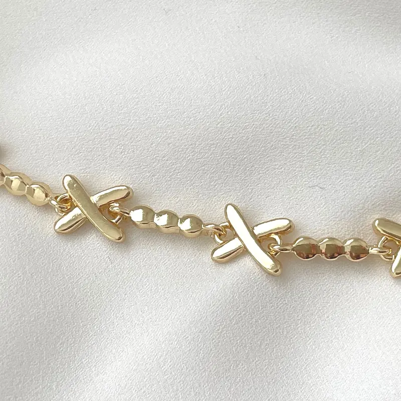 All Gold Kiss Cross Choker Necklace, Gemma Choker Necklace 4