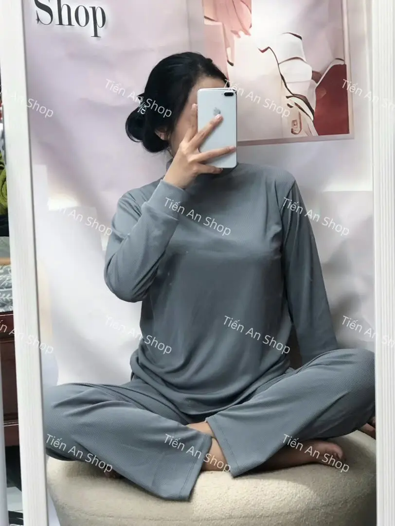 Bộ Tăm cổ tròn quần xuông ,chất mềm mát co dãn thoái mái Nữ Women Top Áo set