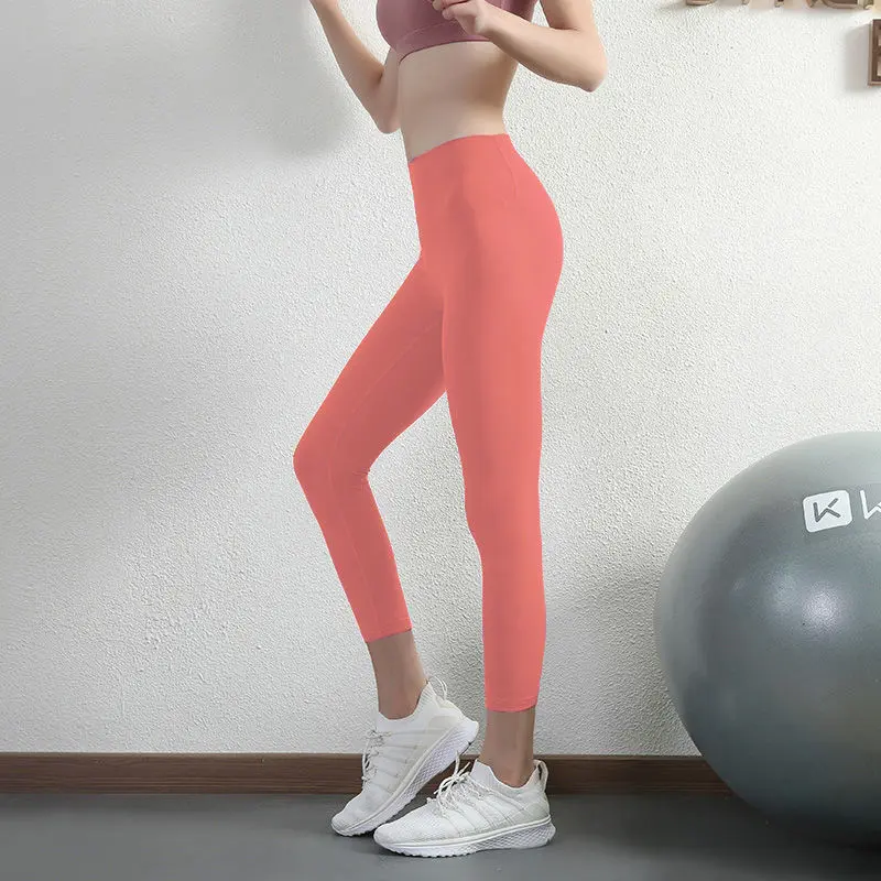 Quần Tập Yoga Cho Nữ, Co Giãn, Màu Đào Mùa Hè, Quần Dài Tập Thể Dục Chuyên Nghiệp Không Đường May, Thích Hợp Cho Các Môn Thể Thao Ngoài Trời, Quần Cropped Cho Người Mới Bắt Đầu 5