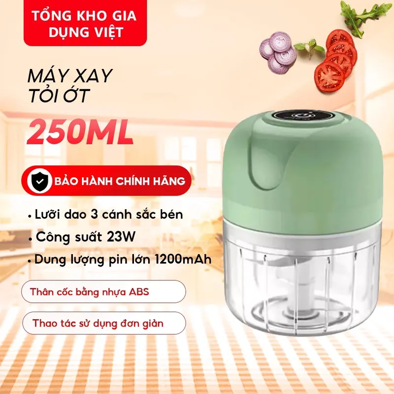 Máy Xay Mini Tỏi Ớt Cầm Tay 250ml Sử Dụng Cổng Sạc USB Siêu Tiện Lợi Mẫu Mới 2021 Inox mayxay  toiot 0