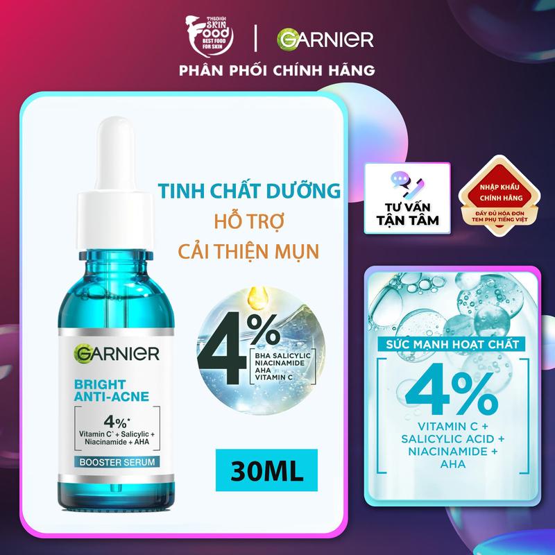Tinh Chất Hỗ Trợ Cải Thiện Mụn Garnier Skin Naturals Bright Complete Anti - Acne Booster Serum Skincare Women
