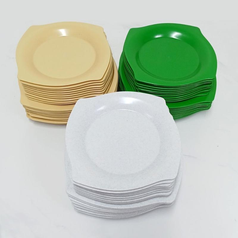 [Kho Sỉ] Combo 10 đĩa phíp vuông nhiều màu (trắng, đen, xám, kem, xanh,) nhựa phíp melamine Trường Thành