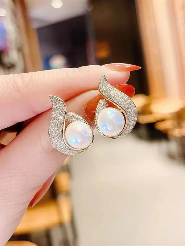 Faux Pearl & Rhinestone Design Dangle Earrings (1 Pair), Elegant Jewelry for Women & Girls, Trendy All-match & Exquisite Jewelry for Birthday Gift 3