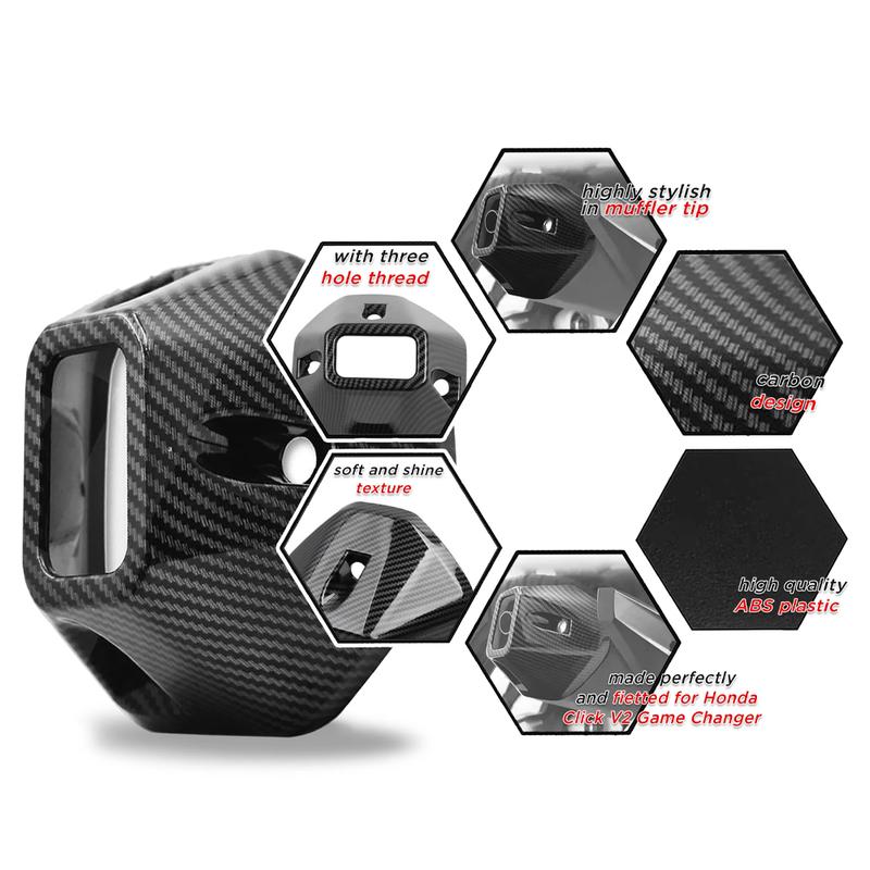Product Introduction of Motorcycle Muffler Tip Cover Glossy Carbon Exhaust Tip Garnish Accessories For Honda Click 125 Click 125i/150i ABS #452803 18