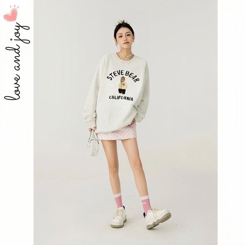 (Love and joy) Áo sweater nam nữ in hình form rộng cổ tròn tay dài vải nỉ bông cotton mềm mịn phong cách Unisex M17 2