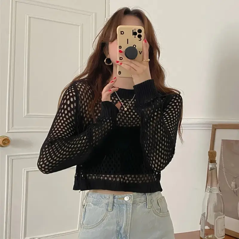 Basic Outer Crop Jaring Rajut Fuji terbaru 0