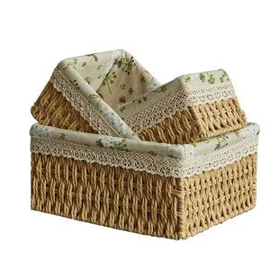 Kotak Penyimpanan Desktop, Kraf Anyaman Kertas dan Jerami, Fabrik, Bakul Penyimpanan, Sesuai untuk Penyimpanan Kosmetik, Makanan Ringan dan Barangan Pelbagai, Bakul Penyimpanan Kunci Supplies fruit basket gift