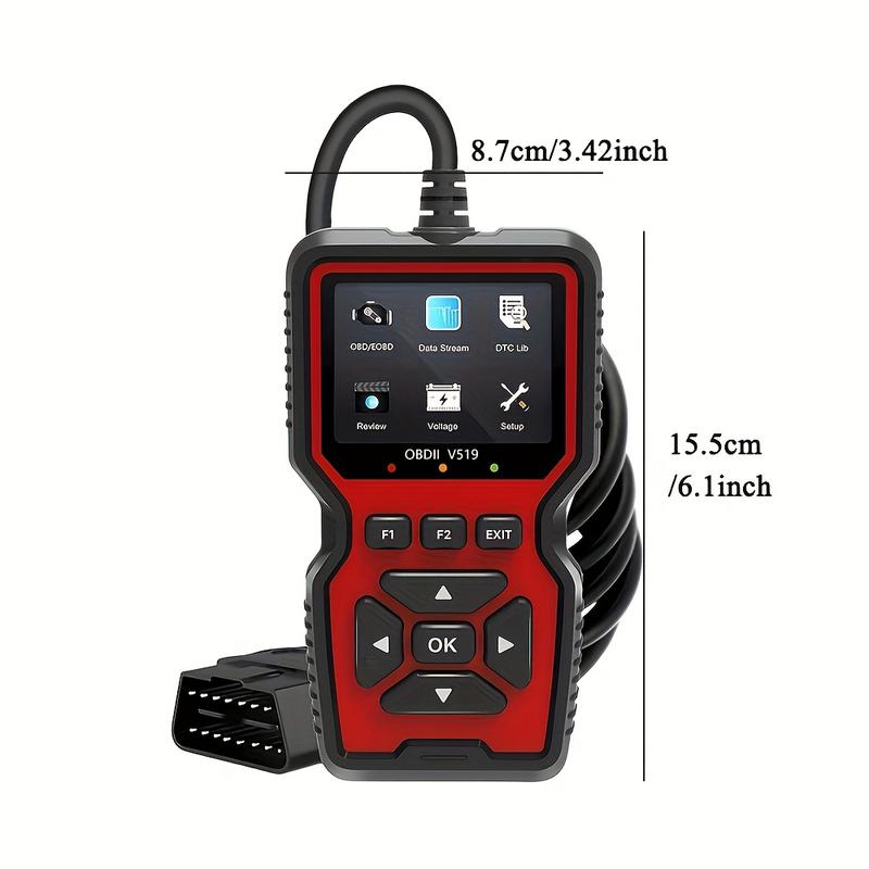 เครื่องมือวินิจฉัยสแกนเนอร์ OBD2, เครื่องอ่านบาร์โค้ดเครื่องยนต์พร้อมฟังก์ชันการทำงานของ OBD2 ที่สมบูรณ์, รีเซ็ต, โหมด 6 และ 8, เหมาะสำหรับยานพาหนะ OBDII / EOBD ทั้งหมด, หลังจากปี 1996, ไม่มีแบตเตอรี่ 2