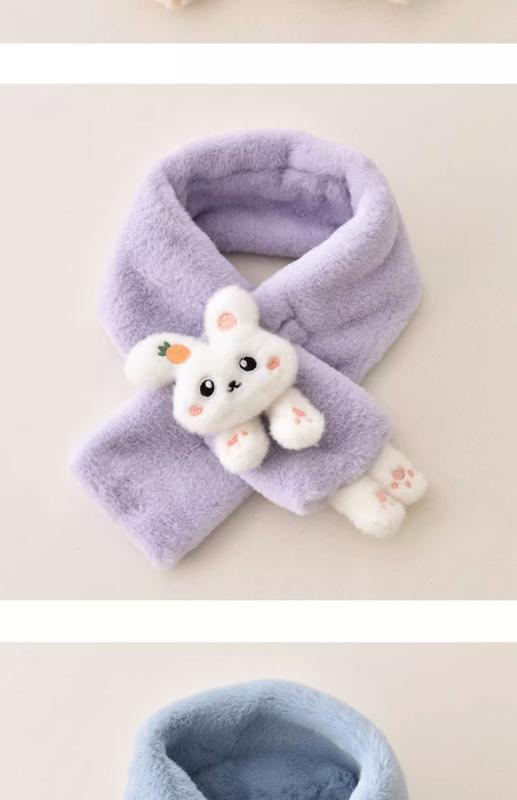 Product Introduction of Korean Women's Lovely Cartoon Rabbit Rabbit Fur Cross Plush Scarf Girl's Winter Neck Protection Thick Warm Fake Neck Bib 13