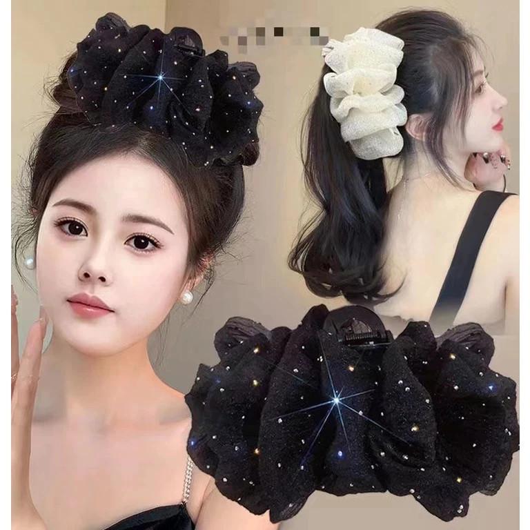 Kẹp Tóc, Cỡ Lớn, Màu Đen, Phong Cách Hàn Quốc, Thiết Kế Đơn Giản, Thời Trang Mùa Hè, Dành Cho Nữ 2