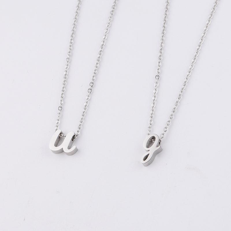 Product Introduction of Trendy New Fashion Hot Selling Lowercase English Letter Necklace Stainless Steel English Letter Beaded Necklace Necklace 12