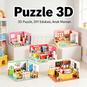 Puzzle 3D DIY Anak 1000 Pecahan: Mainan Edukasi STEM, Kreatif, Keterampilan Motorik, Pemecahan Masalah, Model Rumah Dekor, Interaksi Orang Tua-Anak, Bahan Karton Kualitas Tinggi, Aman & Ramah Lingkungan
