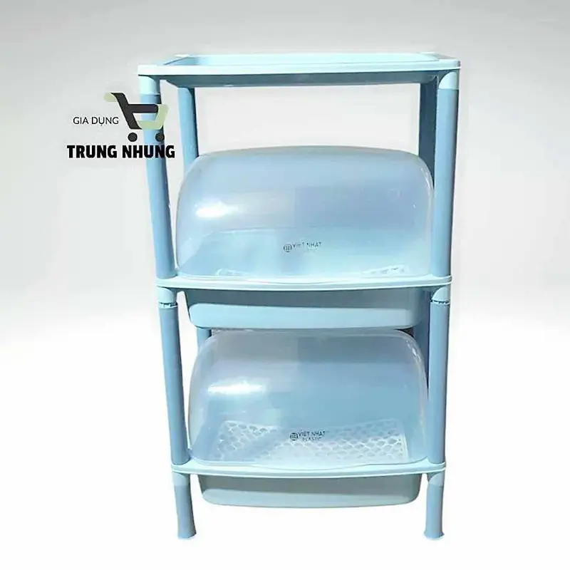 Kệ úp chén, bát 2 tầng + 1 Tầng đỉnh có nắp đậy nhựa Việt Nhật NH147 - Nhà Bếp - Kitchen hop dung bep a du 2
