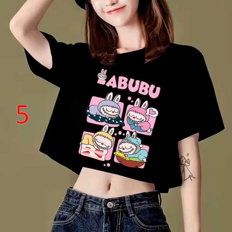 áo LABUBU áo hottrend, áo croptop rộng tay dài, croptop rộng, croptop sát nát, áo tập nữ, áo croptop vải mát mềm mịn hình in đẹp Women Cổ Tròn 5