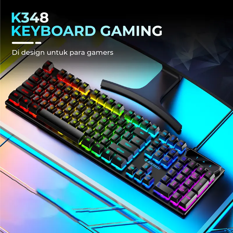 JERTECH Keyboard Computer Gaming Kabel Usb K348 Full LED Backlight Mouse 1