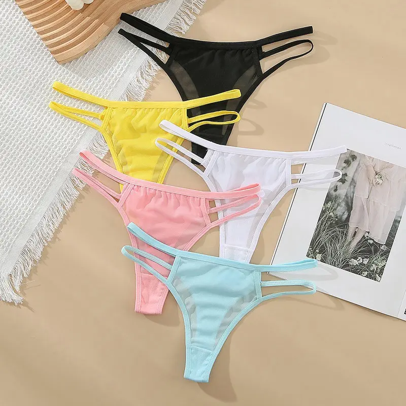 Fashion Sexy Thongs Transparent Women Underwear Cotton Crotch G-string Low Waist Briefs Hollow Out Traceless Panties