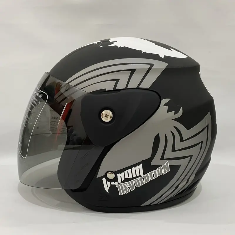 HELM HALF FACE EVO EVOLUTION VENOM SPARTAN KACA SILVER-PELANGI / UNTUK PRIA DAN WANITA DEWASA SNI Motorcycle 6