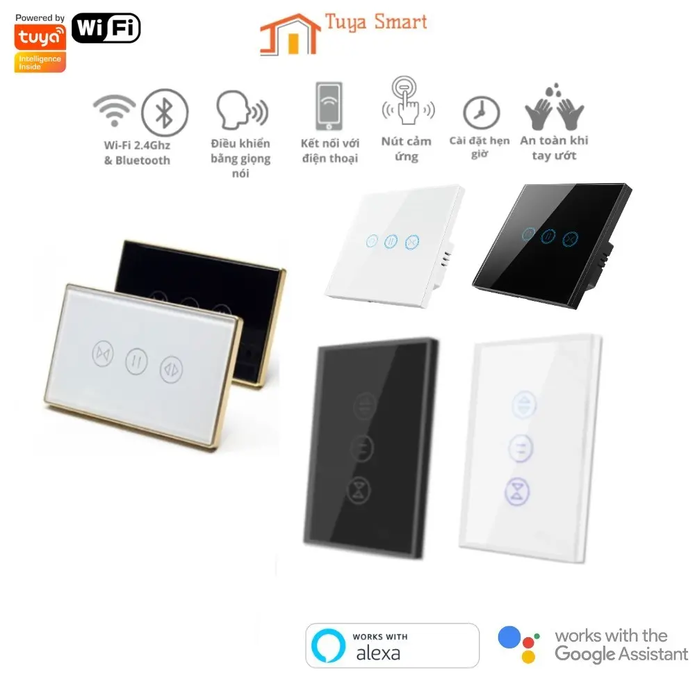 Công Tắc Cửa Cuốn / Rèm Thông Minh Wifi / Zigbee Tuya / SmartLife, Điều Khiển / Ra Lệnh Giọng Nói Mở Cửa Cuốn Từ Xa Qua App