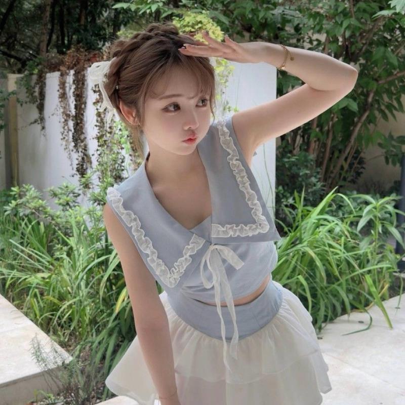 (XẢ KHO) SET ÁO CỔ BÈO CHÂN VÁY 2 TẦNG TRẺ TRUNG ( KHÔNG HỞ LƯNG ) _ KHÁNH VY STORE Nữ