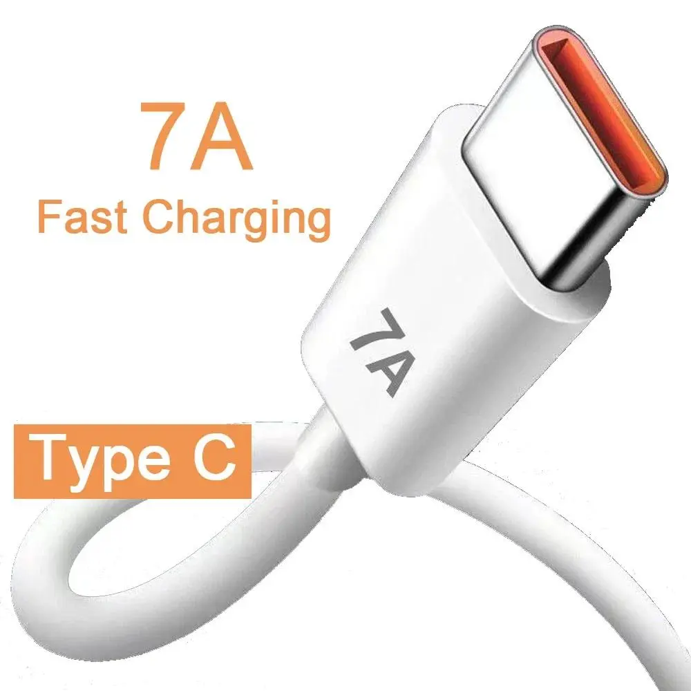Kabel Caj Super-Pantas USB Jenis C, 7A, 100W, untuk Huawei P40 dan P30, Kord Data Pengecasan Pantas, untuk Xiaomi Mi 13 dan 12 Pro, Oneplus dan Realme POCO