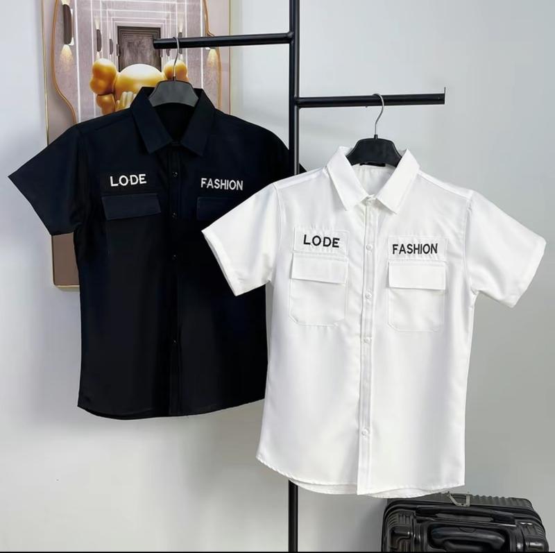 Áo Sơ Mi Nam thêu ngắn Ta Vải cotton co dãn nhẹ mềm min thấm hút mồ hôi tốt độ dày vừa phải 2 túi áo trước 2 màu đen trắng mẫu mới AN NHIÊN STORE 01 Menswear Jean Có Cổ