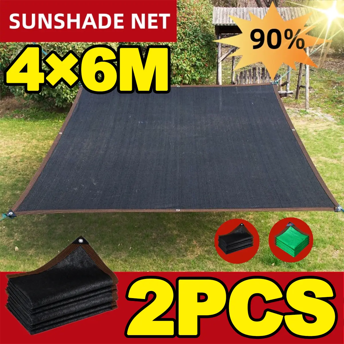 [Free Shipping] Cod 1 Pcs Uv Resistant Shade Rate 90% Shade Net Black Outdoor Garden Farm Net Greenhouse Sun Protection Shade Cloth Net Yard Sunscreen Outdoor Sail Garden Shelter Canopy Succulent Gazebo Balcony Waterproof