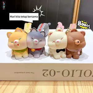 2 Pcs Keychain Couple GantunganKunci Kucing Cat Resin Lucu Sepasang DuaAnjing Babi Kartun Pasangan Boneka LiontinTas Sekolah Mobil Hadiah Kecil Resin AnakMainan/sukesiten