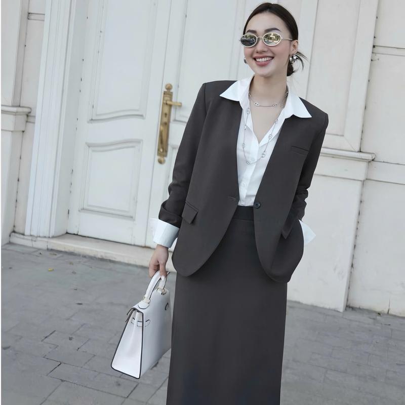 Sét Vess Thiết Kế Hà Anh G88 áo kiểu vest phối chân váy dáng bút chì xuông phù hợp mặc đi làm đi chơi đi dự tiệc Women Dress