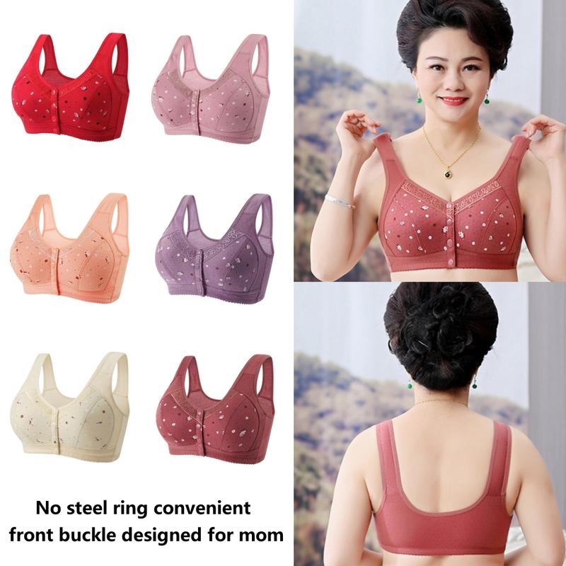 Áo Ngực, Khóa Trước, Dành Cho Người Trung Niên Thấm Hút Ẩm, Thoải Mái, Thân Thiện Với Làn Da, Thoáng Khí, Hỗ Trợ Ổn Định, Độ Bền Cao, Không Có Vòng Thép, Đồ Lót Mềm 0