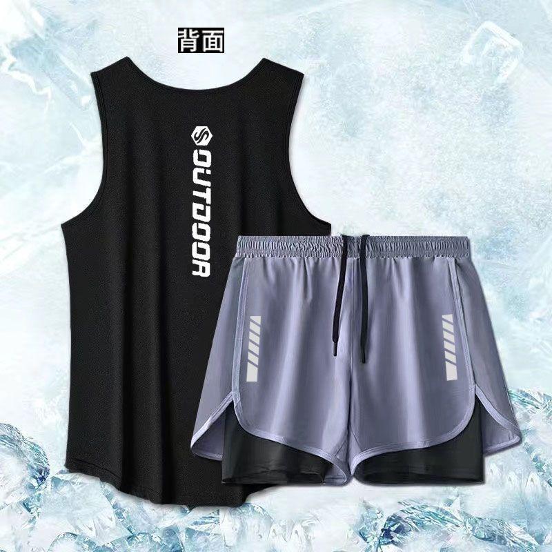 Bộ Đồ Thể Thao Vest Thể Dục, Không Tay, Nhanh Khô, Thích Hợp Cho Bóng Rổ Và Chạy Bộ, Ngoài Trời, Tập Luyện Mùa Hè, Quần Đùi Thoáng Khí, Thích Hợp Cho Chạy Bộ Buổi Sáng Và Đường Đua 2