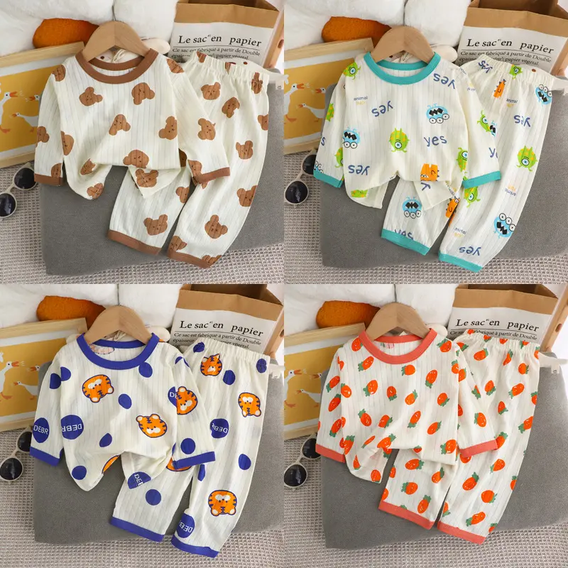 2Pcs/set Baby Clothes Underwear Set Autumn Winter Pajamas Long Sleeve Tops+pants Kids 2 Piece Set Baby Boys Girls Outfits Cotton