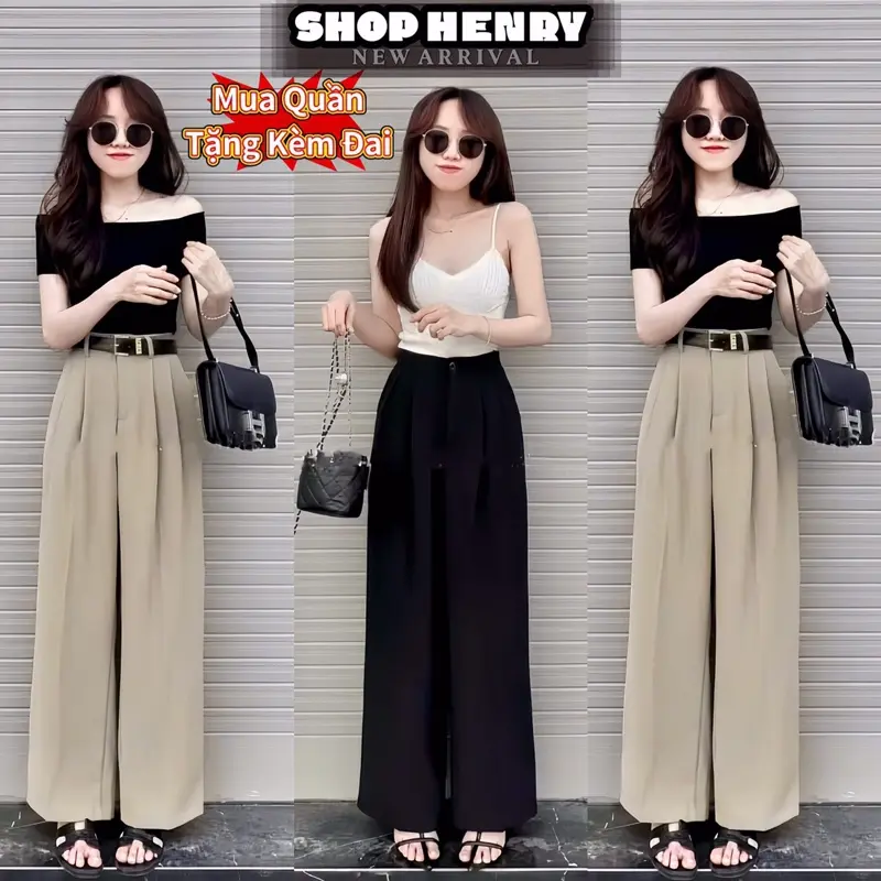 Quần Tây Ống Suông (Tặng Kèm Đai) Chất Gold Hàn Mềm Mịn Tôn Dáng Dài 94-98cm, 3 Màu Đẹp Xinh