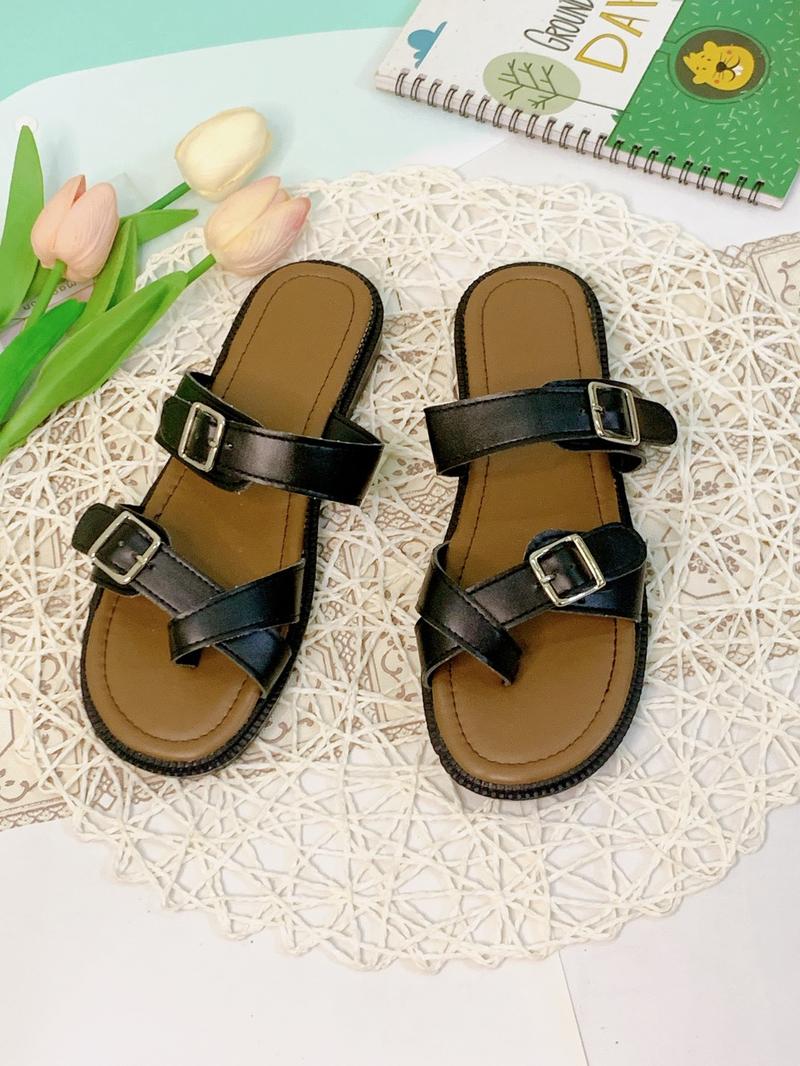 Product Introduction of Dép nữ xỏ ngón hai quai khóa vuông 3 MÀU TRẮNG ĐEN BE( Form chuẩn) DéP Shoes Nhung Jean 17