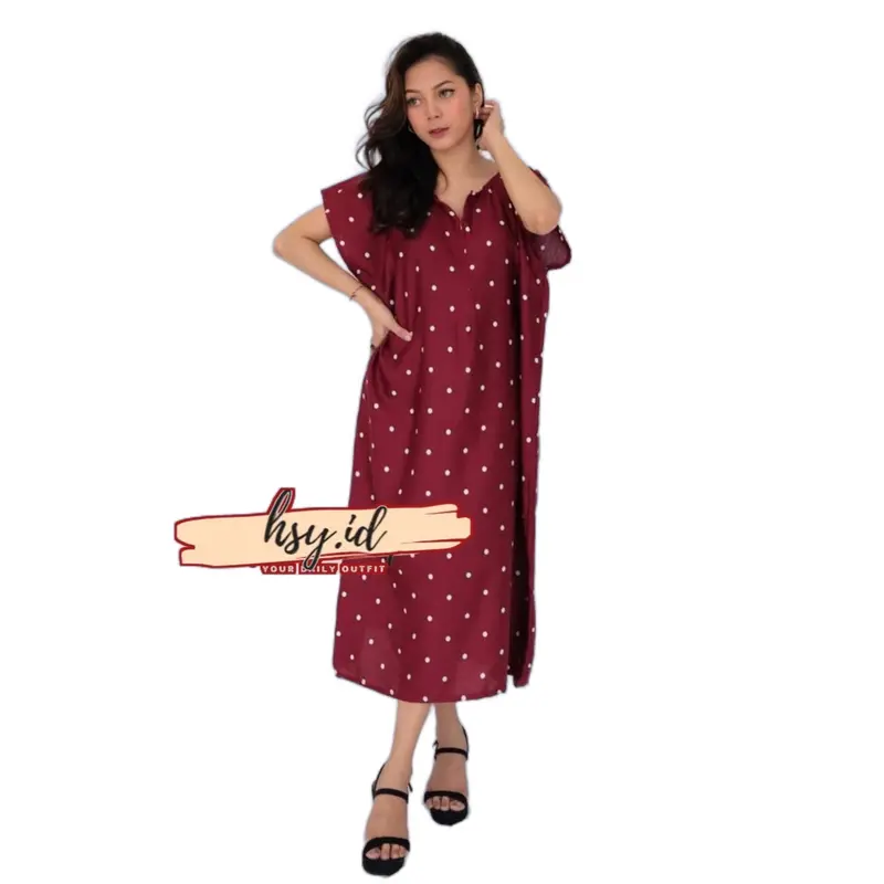 Daster bali jumbo busui ld 130 cm Musim panas Polos Bunga Bunga Bunga Bunga Bunga Katun Poliester Musim panas 1