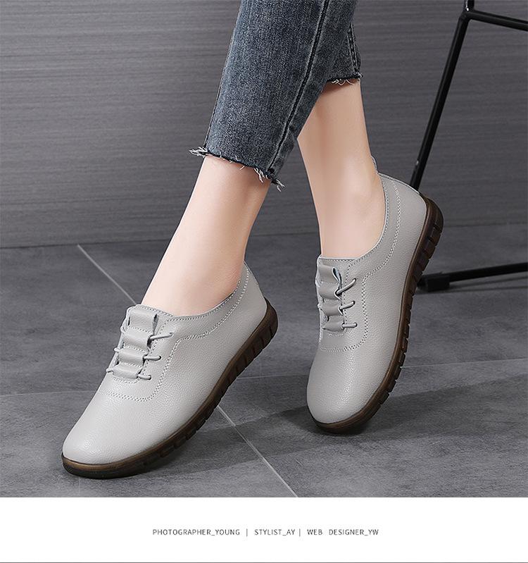 Product Introduction of Spring New Large Size Women's Genuine Leather Shoes Casual Flat Shoes Women's Middle-Aged and Elderly Soft Bottom Mom Shoes Small Leather Shoes Wholesale 17