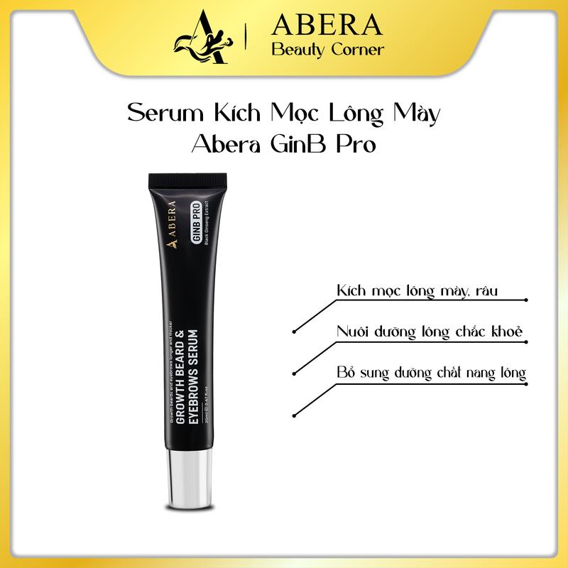Serum Mọc Lông mày & Râu Abera GinB Pro | Hỗ trợ Kích thích mọc lông mày, Nuôi dưỡng chân lông chắc khỏe, Bổ sung dưỡng chất giúp lông bóng mượt Chăm Sóc Tóc Dưỡng Tóc