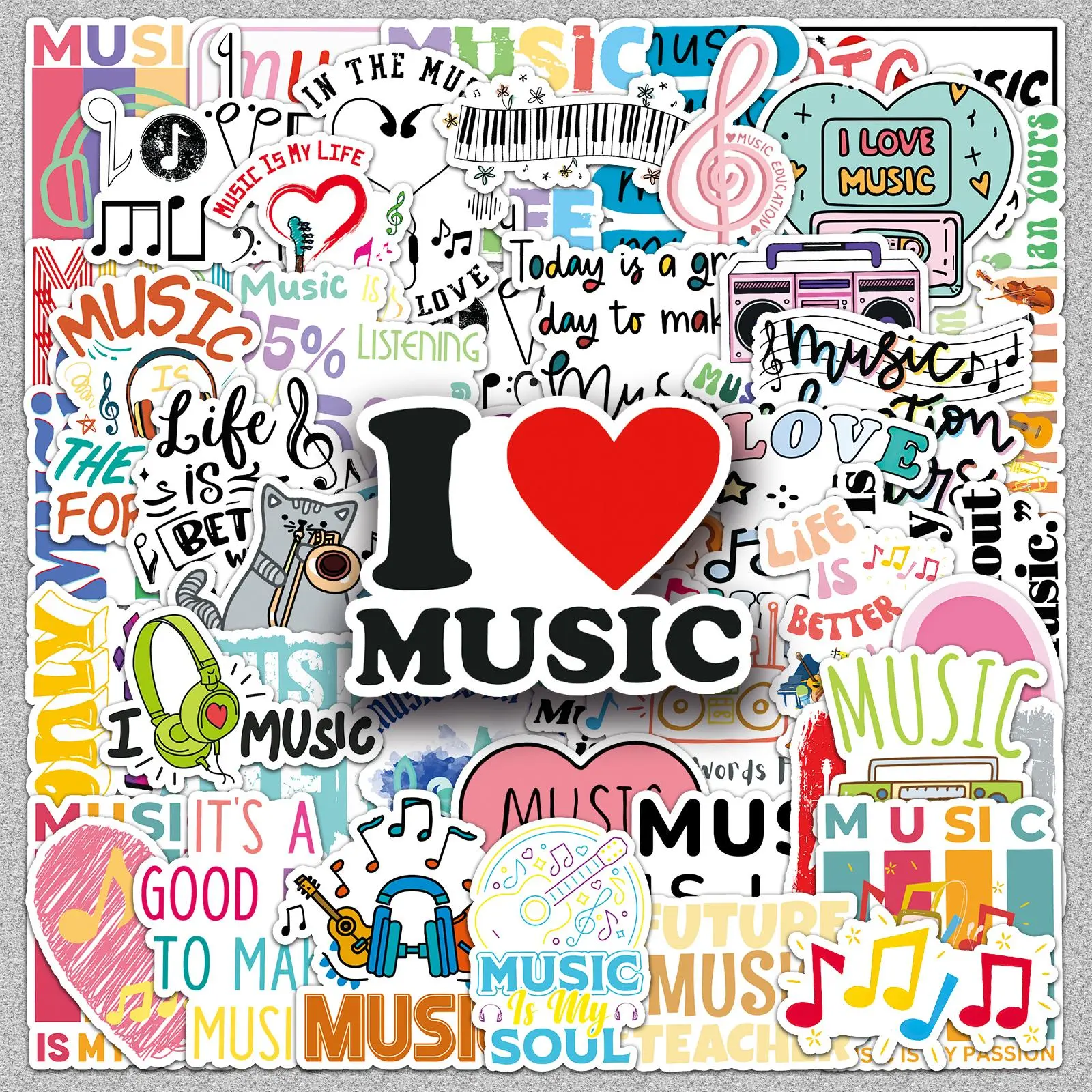 Music Themed Cartoon Graffiti Car Sticker, Self Adhesive Decorative Stickers, DIY Decals for Laptop, Phone Case, Scrapbooking, Journal Making