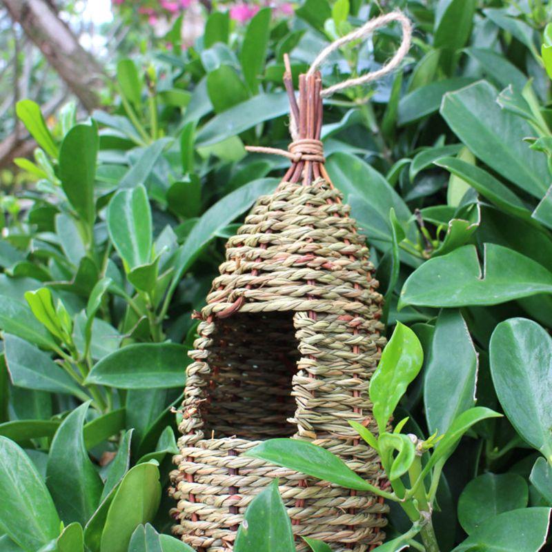 Product Introduction of Hanging Bird House Pastoral Style Birdhouse Natural Fiber Finch Bird Nest Hut Outdoo Cage Hand-woven Straw Rope Shelter Hideaway 5