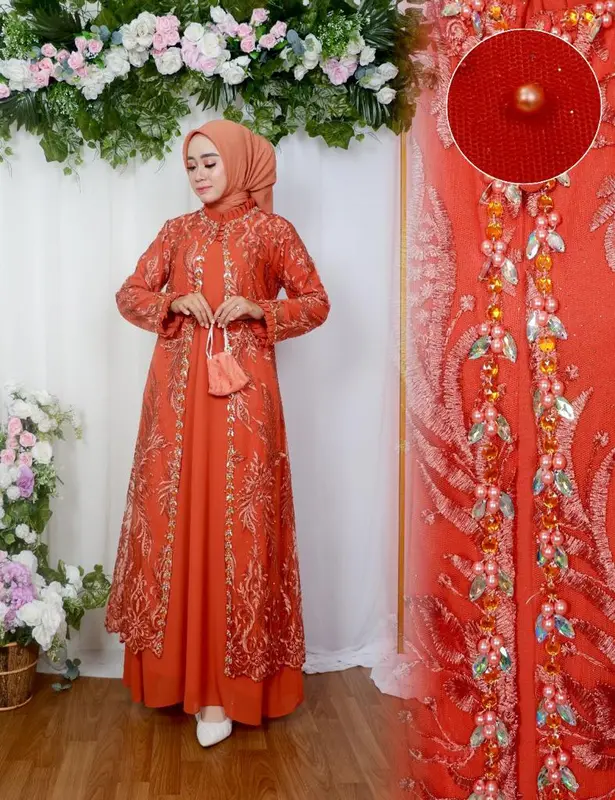 Gamis Gina Dress Outer Lepas Pasang Free Hijab - Gamis Pesta 2