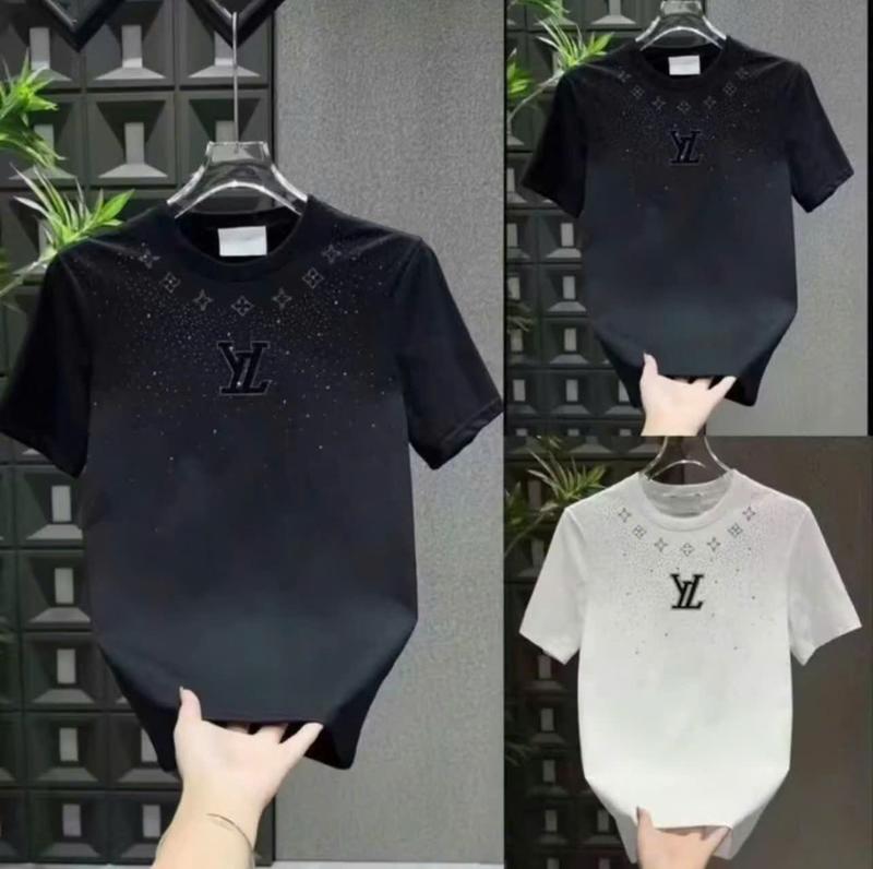Áo phông nam nữ cổ tròn, Áo thun nam nữ kim tuyến lấp lánh thêu chữ YL mẫu hot xu hướng 2025