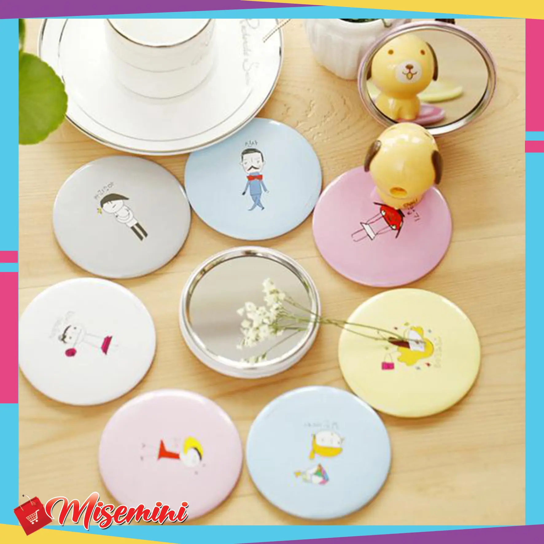 Cermin Bulat Kaca Cermin Make Up Mini Kaca Travelling Portable Import COD 742