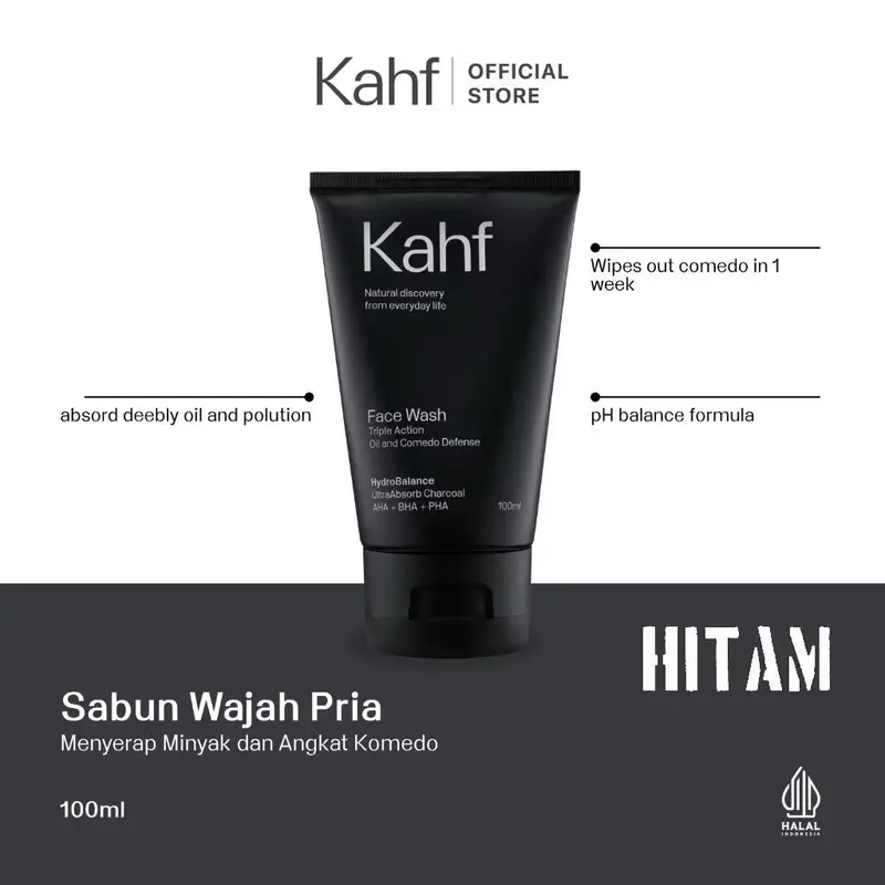￼KAHF Face Wash 100ml Sabun Wajah Pria  Mencerahkan Facial Cleanser 2