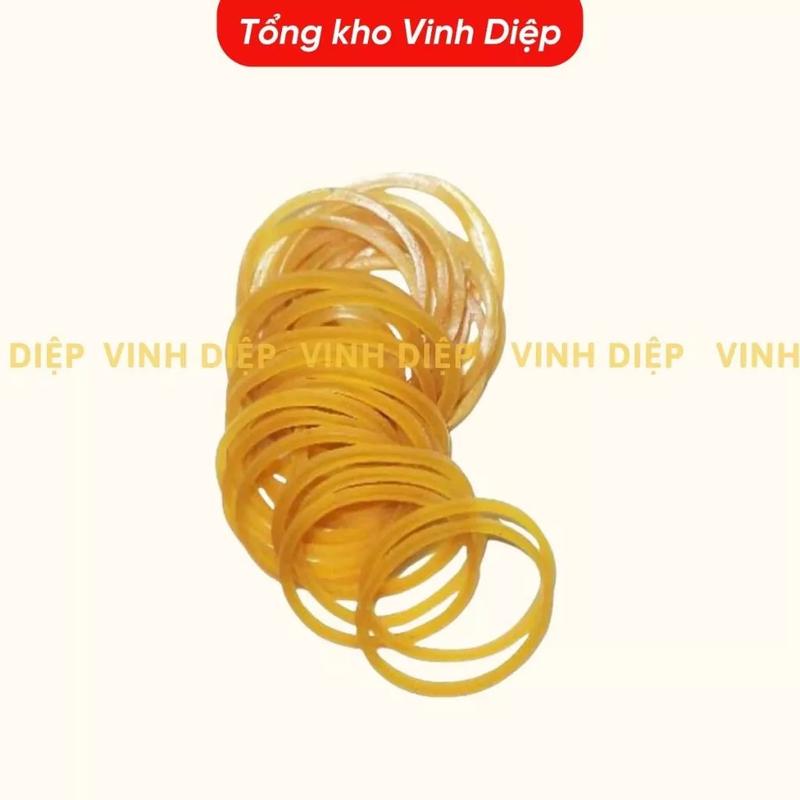 .100g dây chun nịt, vòng chun buộc cao su màu vàng dai đủ kích cỡ