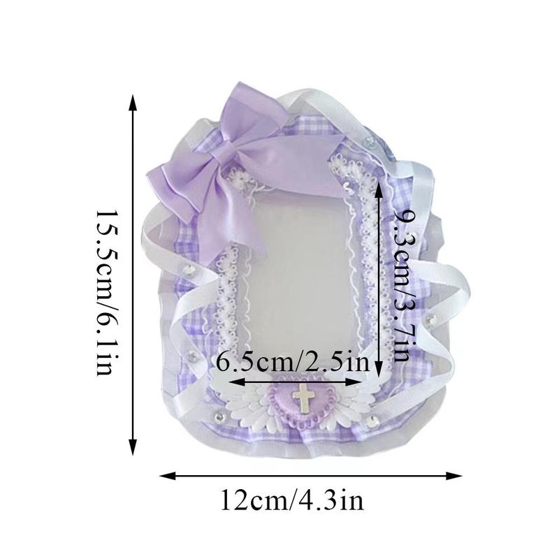 Chủ thẻ Nơ ren Đôi cánh thiên thần, 3 inch / 2R, Vỏ bảo vệ thẻ ảnh Thần tượng Kpop tự làm, Quà tặng thủ công 8