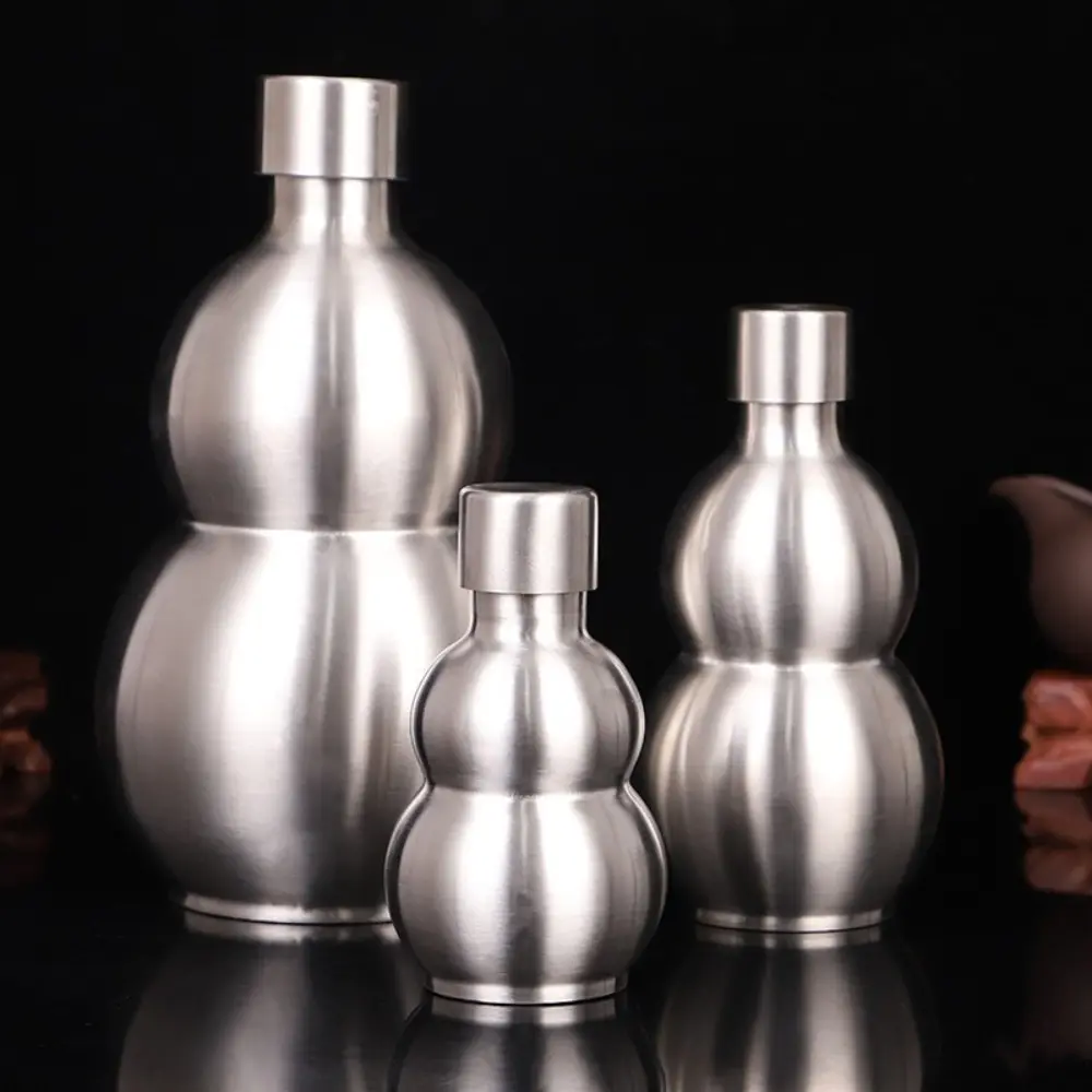 Portable Stainless Steel Gourd Water Bottle 250 500 1500ML Metal Hip Flask Large Capacity Reusable Water Kettle