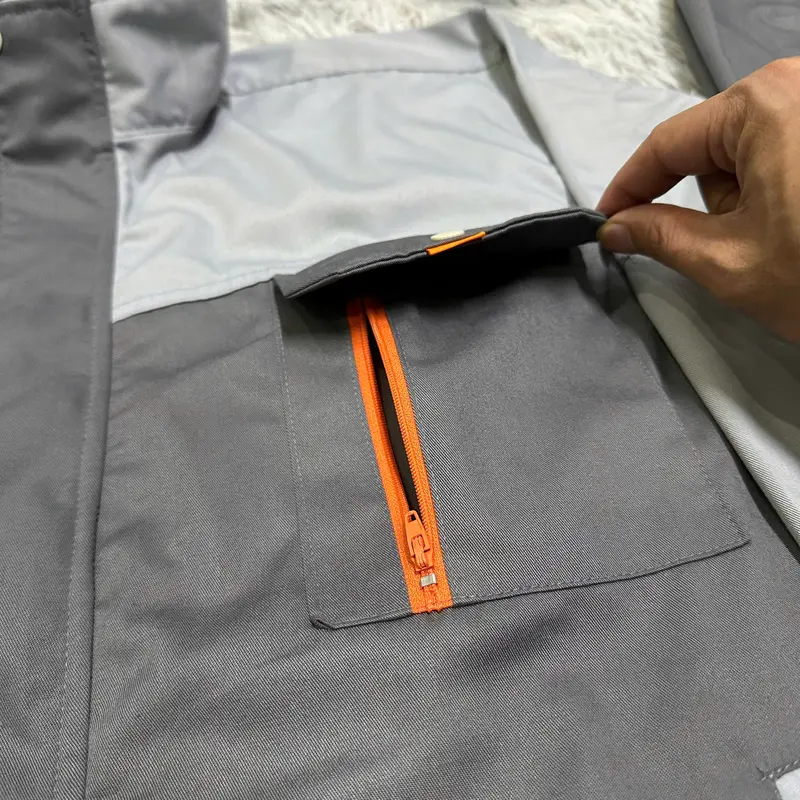 Bộ Quần Áo Bảo Hộ Lao Động Nam Dài Tay Mã 60 Khóa - Có Cổ Cao, Quần Không Có Túi Hộp, Vải Kaki 3/1 Dày Dặn, Bền Bỉ, Thoáng Mát, Chống Nắng Nóng Tốt 3
