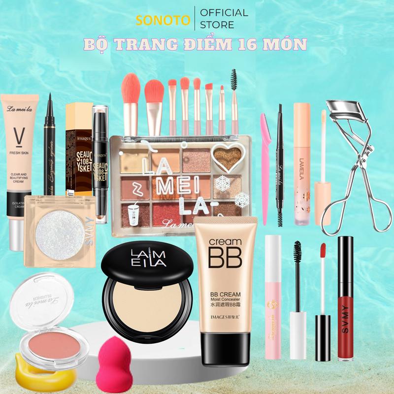 Sét trang điểm 16 món makeup đầy đủ dùng cho cá nhân chuyên nghiệp chính hãng Lameila giá rẻ học sinh chất lượng tốt có phấn phủ kiềm dầu SONOTO Mỹ Phẩm Cosmetic Perfume bộ makeup hề