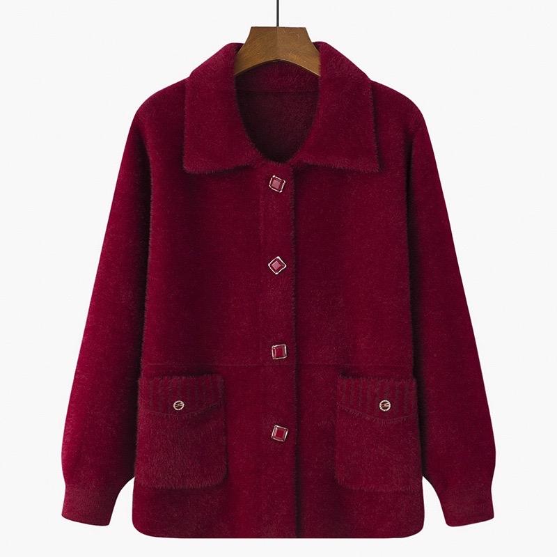 Áo khoác len dạ lông trung niên nữ tặng bà tặng mẹ u50 sẵn hàng